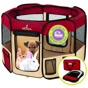 Zampa Red & Tan Portable Pet Playpen